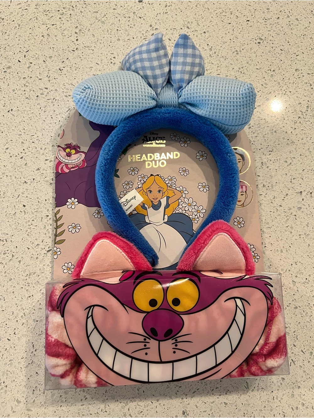 Disney Blue Flower Headband + Pink Cheshire Cat Ear Duo
